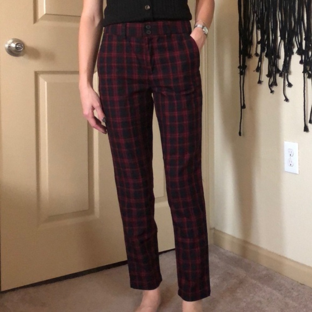 H&M Navy / Red Plaid Pants